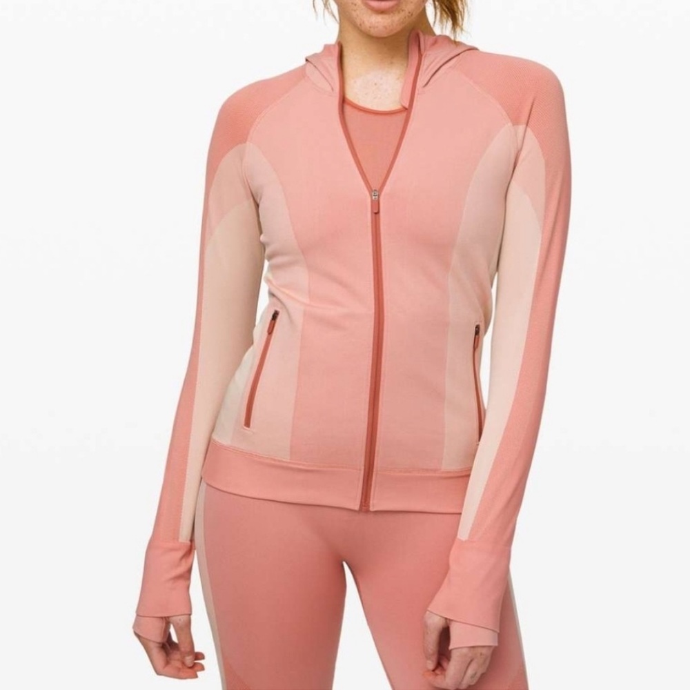 Lululemon Ebb to Train Jacket Abstract Jacket 6 Pink Copper Clay Running Stretch
